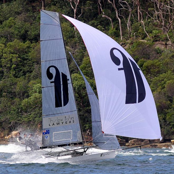Out of contention today but NSW champion Thurlow Fisher Lawyers took second place overall in the Nationals © Frank Quealey /Australian 18 Footers League http://www.18footers.com.au